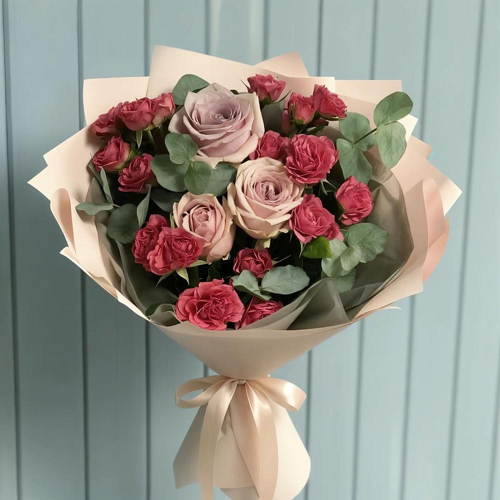 Букет цветов из: Гвоздики и Розы в Преградной
