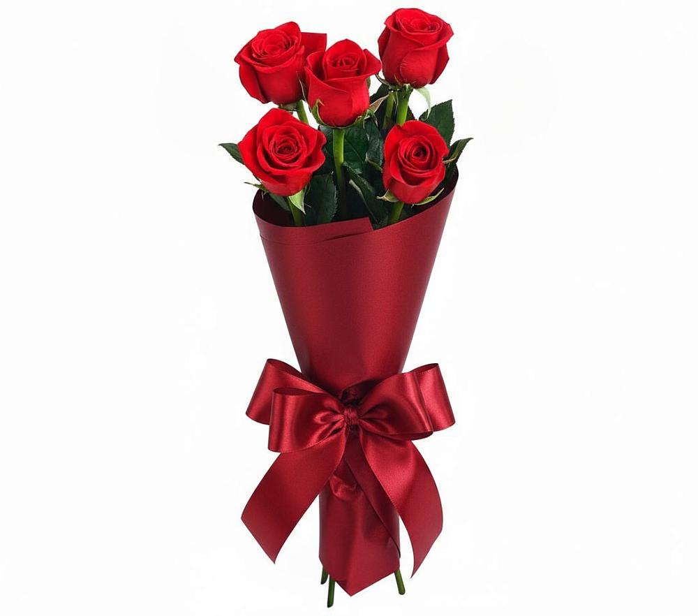 Букет 5 Красных роз Эдлесс Лав в Преградной