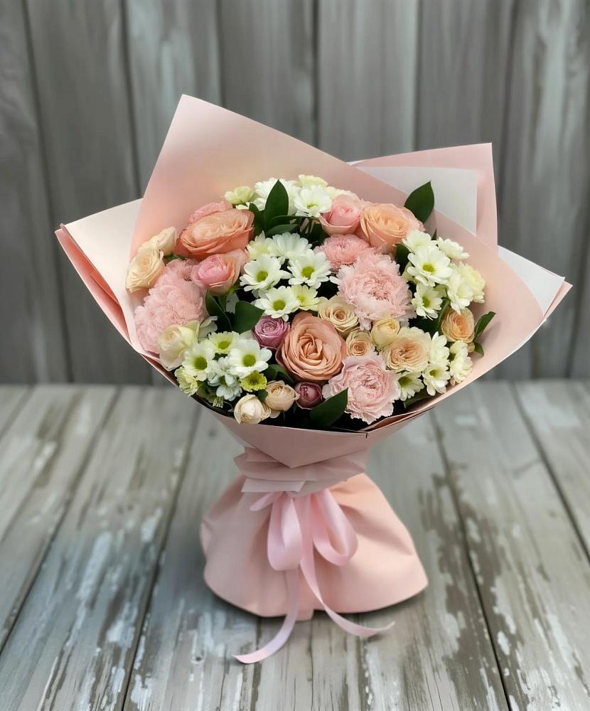 Букет цветов из: Гвоздики, Розы и Хризантемы в Преградной