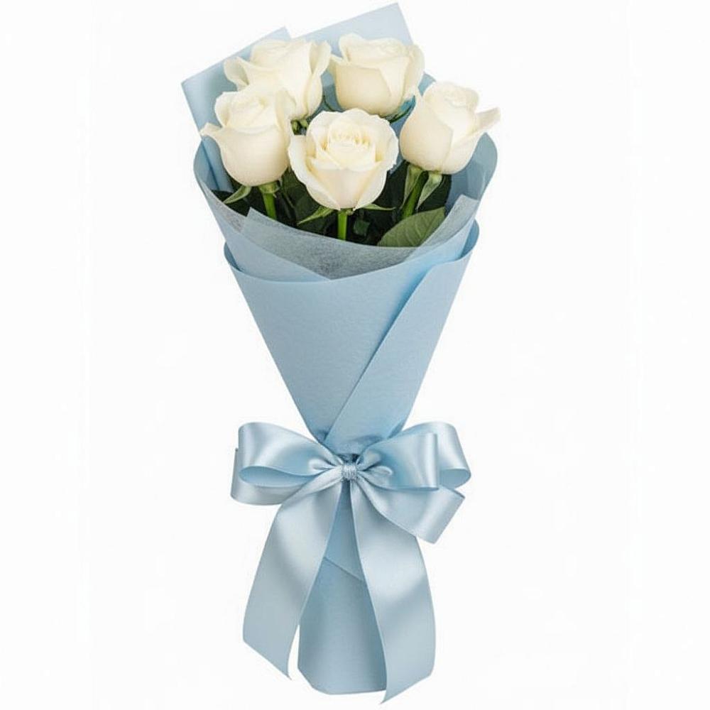 Букет 5 Белых роз Проуд в Преградной