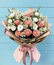 Букет цветов из:  Розы, Альстромерии и Лизиантусы #REPLACE_PRED# Преградной