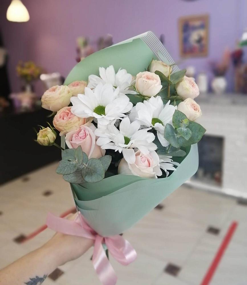 Букет цветов из: Хризантемы и Розы в Преградной