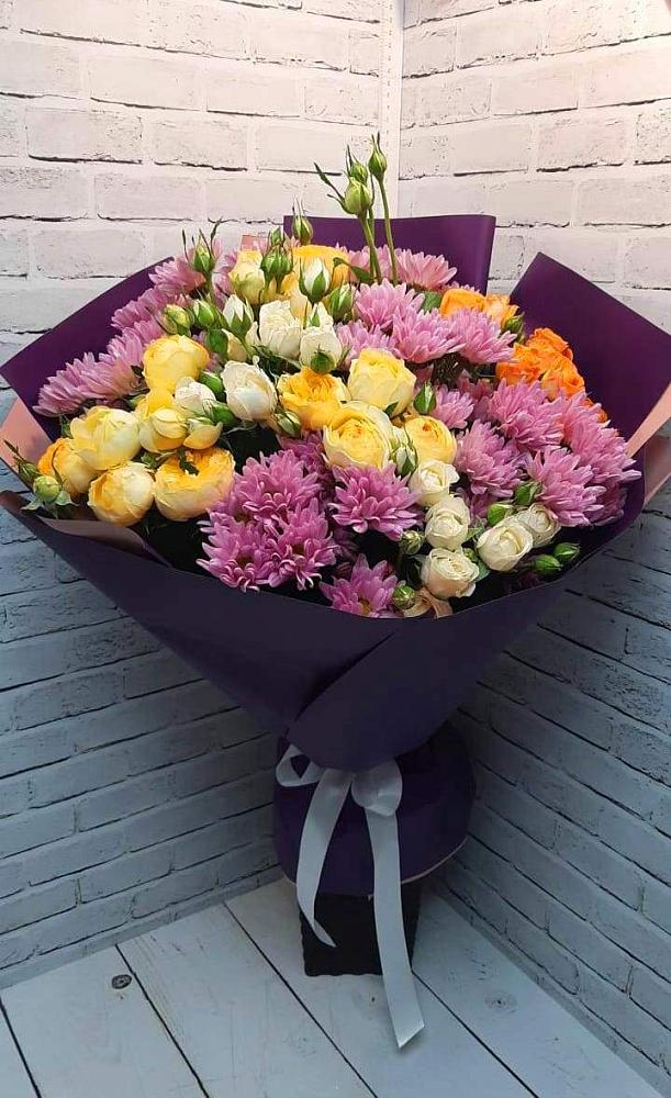 Букет цветов из: Хризантемы и Розы в Преградной