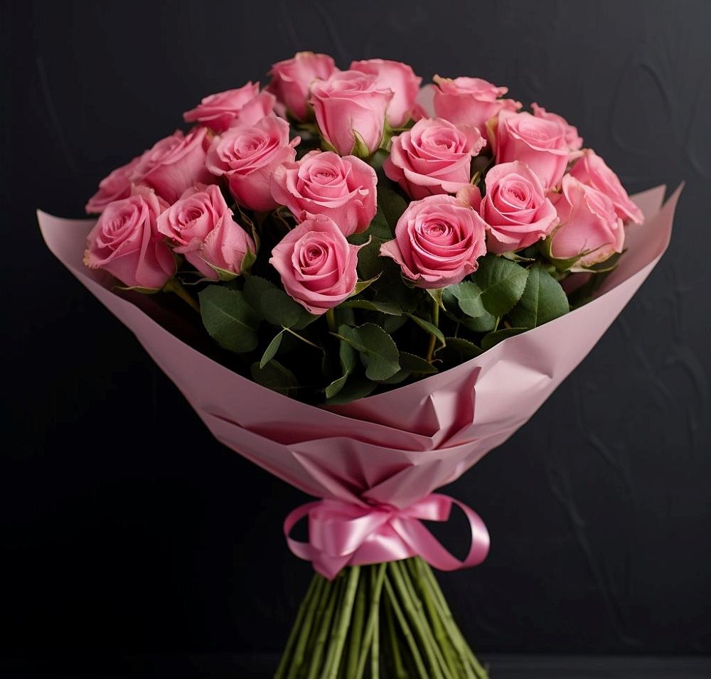 Букет 25 розовых роз в Преградной
