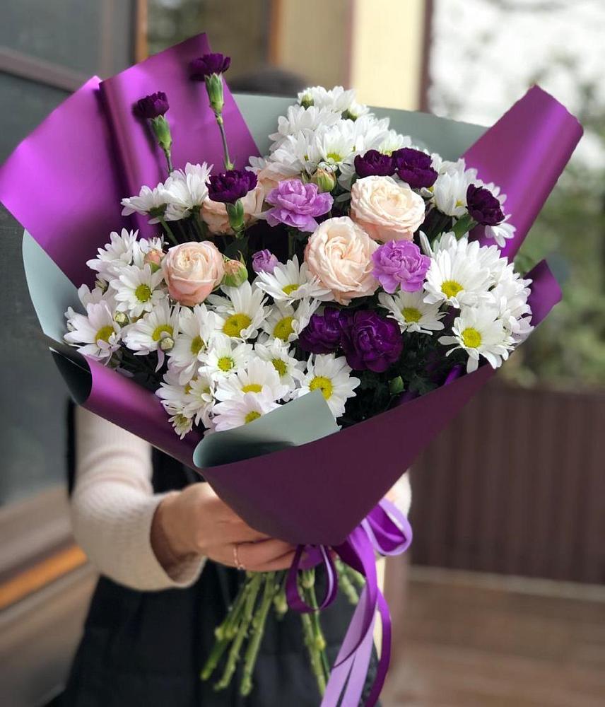 Букет цветов из: Хризантемы, Гвоздики и Розы в Преградной