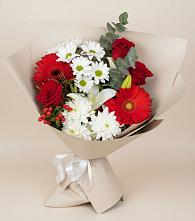 Букет цветов из:  Розы, Хризантемы, Герберы и Лилии в Преградной