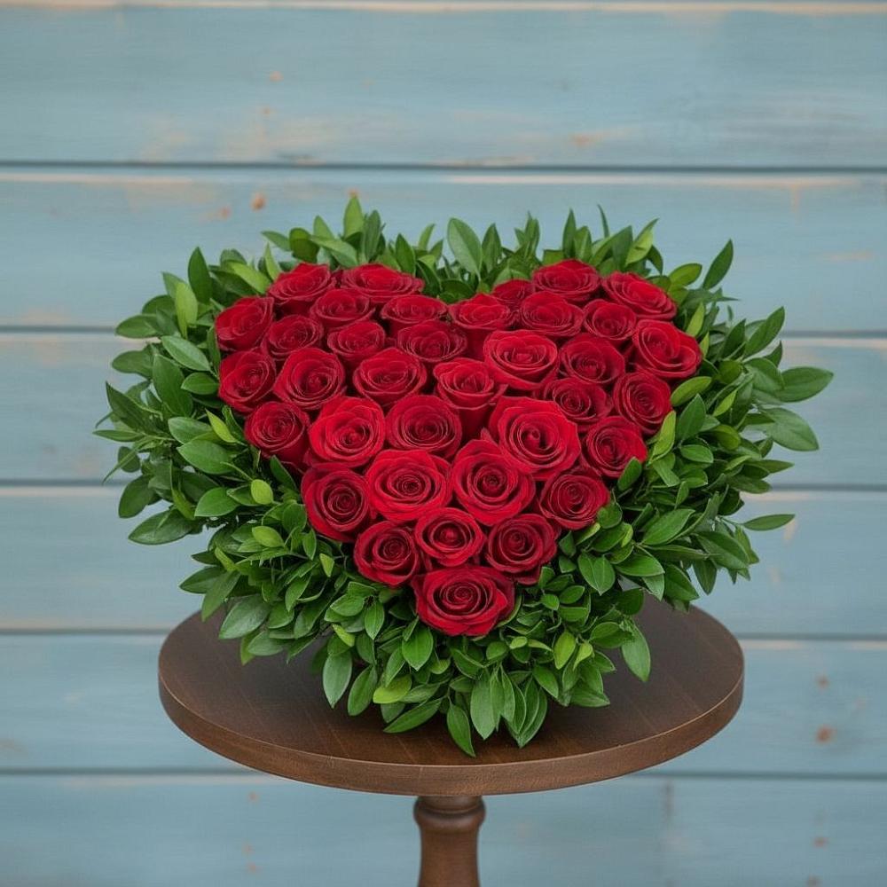 Цветочная композиция из Розы в виде сердца в Преградной