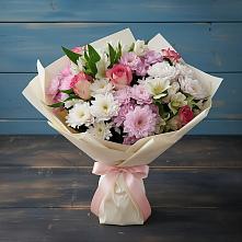 Букет цветов из:  Хризантемы, Альстромерии и Розы #REPLACE_PRED# Преградной