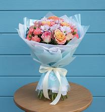 Букет цветов из:  Хризантемы и Розы в Преградной